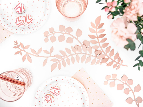 Talerzyki papierowe Kropki różowe złoto - 18 cm - 6 szt.