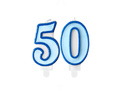 Świeczki cyferki błękitne - 50 - pięćdziesiątka - 2 szt.