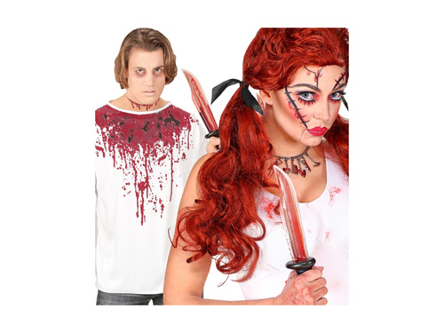 Zakrwawiony plastikowy nóż - 34 cm