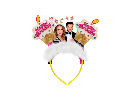 Opaska na głowę z futerkiem - babeczki urodzinowe