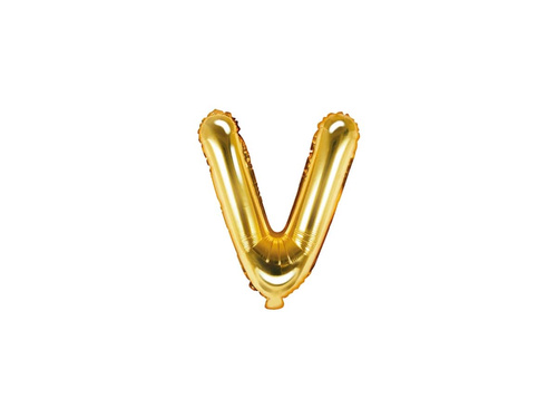 Balon foliowy litera "V" złota - 35 cm