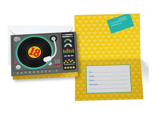 Zaproszenia z kopertą na osiemnastkę - 5 szt.
