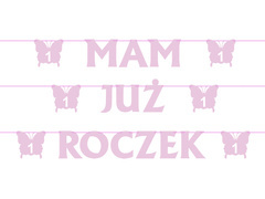 Baner na roczek różowy z motylkami - 6,5m