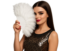 Wachlarz z piór biały - 22 cm - 1 szt.