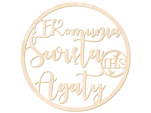 Duża zawieszka obręcz drewniana personalizowana - 44 cm - 1 szt.