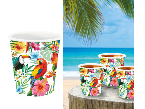 Kubeczki papierowe do shotów Tropikalne ptaki - 3 szt.