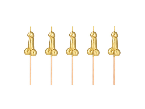 Świeczki pikery Penisy - złote - 5 szt.