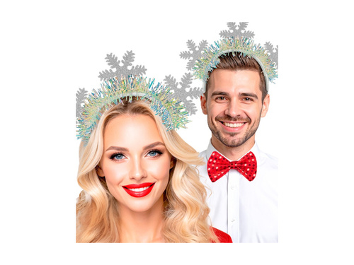 Opaska na głowę śnieżynka z brokatem