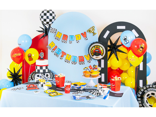 Baner Happy Birthday Wyścigówki - 220x17cm - 1 szt.