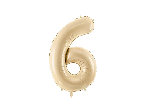 Balon foliowy cyfra 6 beżowa - 72 cm - 1 szt.