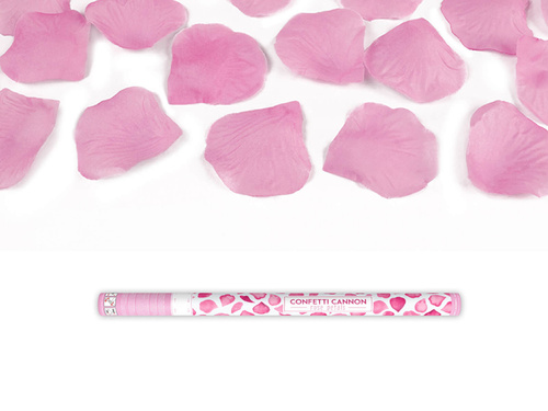 Tuba strzelająca, różowe sztuczne płatki róż, 80 cm, 1 szt.