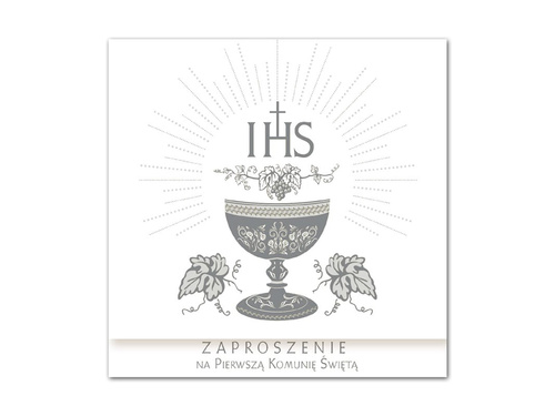 Zaproszenie na komunię z srebrnym nadrukiem - 1 szt.
