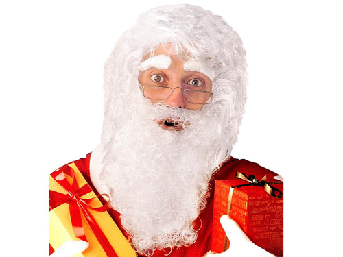 Peruka Mikołaja z brodą, wąsami i brwiami