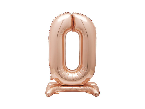 Balon foliowy stojący cyfra 0 różowe złoto - 76 cm - 1szt.