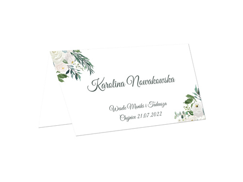 Winietki personalizowane składane w motywie kwiatowym - 15 szt.