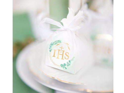 Pudełeczka dla gości na Komunię Świętą z eukaliptusem - 6 szt.
