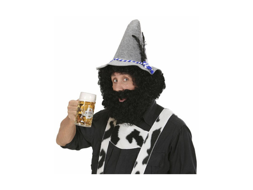 Czarna peruka Knecht Ruprecht z brodą