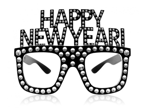 Okulary Happy New Year czarne - 1 szt.