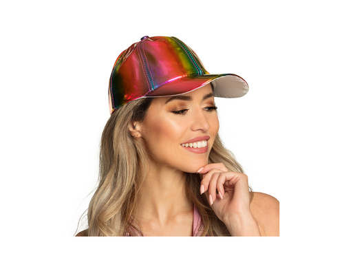 Czapka holograficzna tęczowa