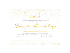 Certyfikat Wieczoru Panieńskiego złoty - 1 szt.