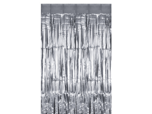 Kurtyna - zasłona na drzwi srebrna metaliczna - 100 x 250 cm