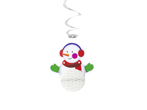 Dekoracja wisząca świderek Bałwanek - 19 cm - 1 szt.