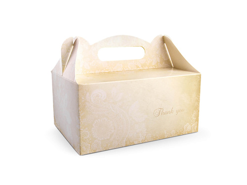 Ozdobne pudełko na ciasto weselne z napisem Thank You - 10 szt.