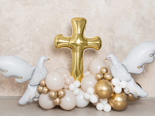Balon foliowy Krzyż złoty - 63 x 91 cm - 1 szt.