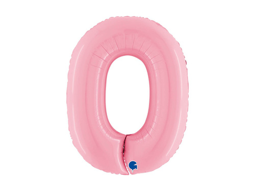 Balon foliowy cyfra 0 pastelowy różowy - 40" - 1 szt.