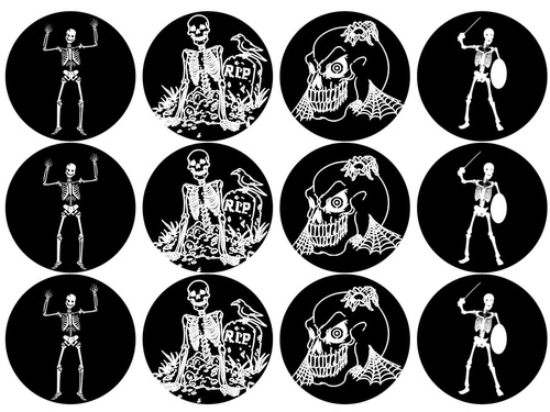 Opłatki na muffiny babeczki Halloween Szkielety