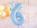 Balon foliowy błękitny cyfra 6 - 72 cm - 1 szt.