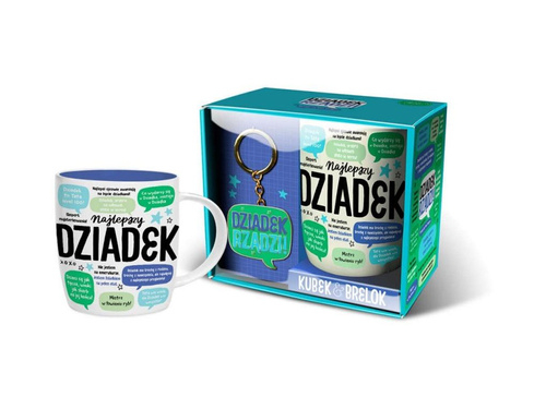 Kubek ceramiczny z napisem Najlepszy Dziadek + brelok