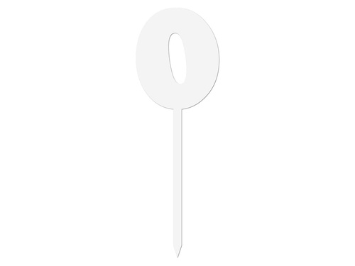 Topper z pleksi biały na tort cyfra 0 - 12 cm