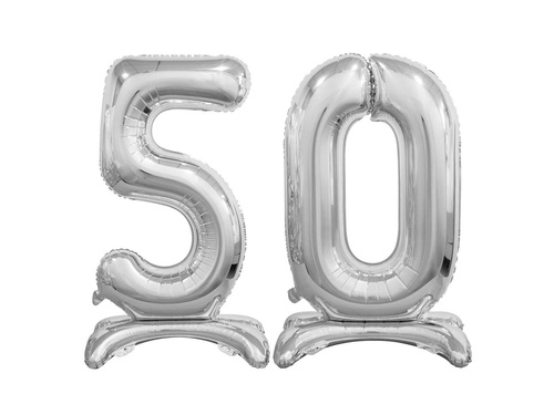 Zestaw balonów foliowych 50 srebrna - 74 cm