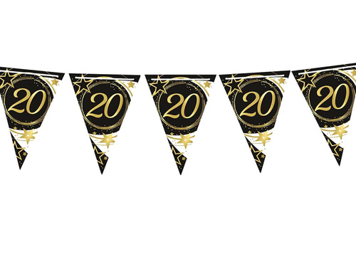 Baner flagi czarny na dwudzieste urodziny - 300 cm - 1 szt.