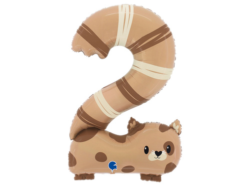 Balon foliowy cyfra 2 Kot - 57x88 cm - 1 szt.