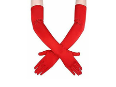 Rękawiczki karnawałowe czerwone długie - 55 cm