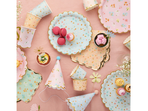 Talerzyki papierowe w Kwiatki - 23 cm - 8 szt.