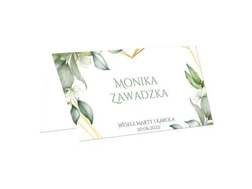 Winietki personalizowane składane z listkami i ramką - 15 szt.