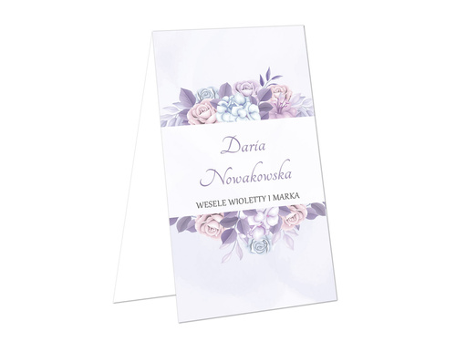 Winietki personalizowane składane lawendowe - 12 szt.