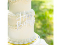 Topper na bok tortu Happy Birthday - srebrny - 1 szt.