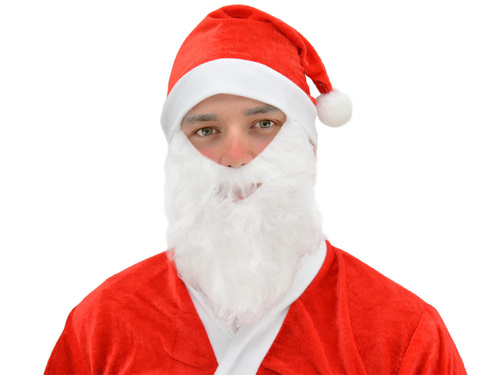 Czapka Mikołaja z brodą - 1 szt.