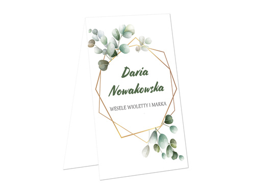 Winietki personalizowane składane z eukaliptusem - 12 szt.