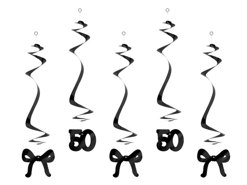 Dekoracja wisząca świderki na pięćdziesiątkę kokardki - 5 szt.