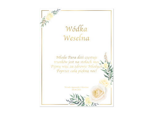 Etykiety personalizowane na butelkę z Wódką Weselną - 9 szt.