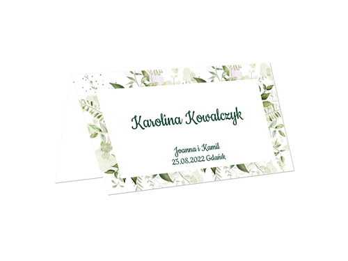 Winietki personalizowane składane w motywie kwiatowym - 15 szt.