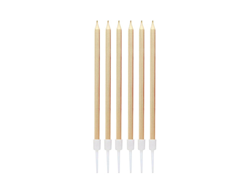 Świeczki urodzinowe jasnozłote metaliczne - 13,5 cm - 6 szt.