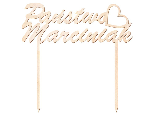 Topper drewniany na tort personalizowany na wesele - 15 cm