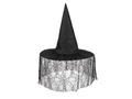 Kapelusz czarownicy czarny z woalką na Halloween - 1 szt.