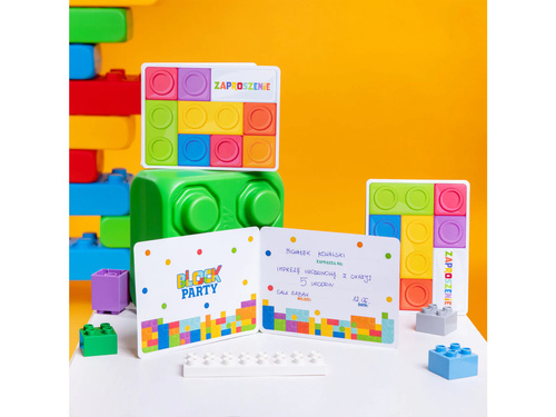 Zaproszenie urodzinowe Klocki - 6 szt.